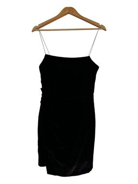 House of Harlow Velvet Mini Dress Rhinestone Strap Black Small